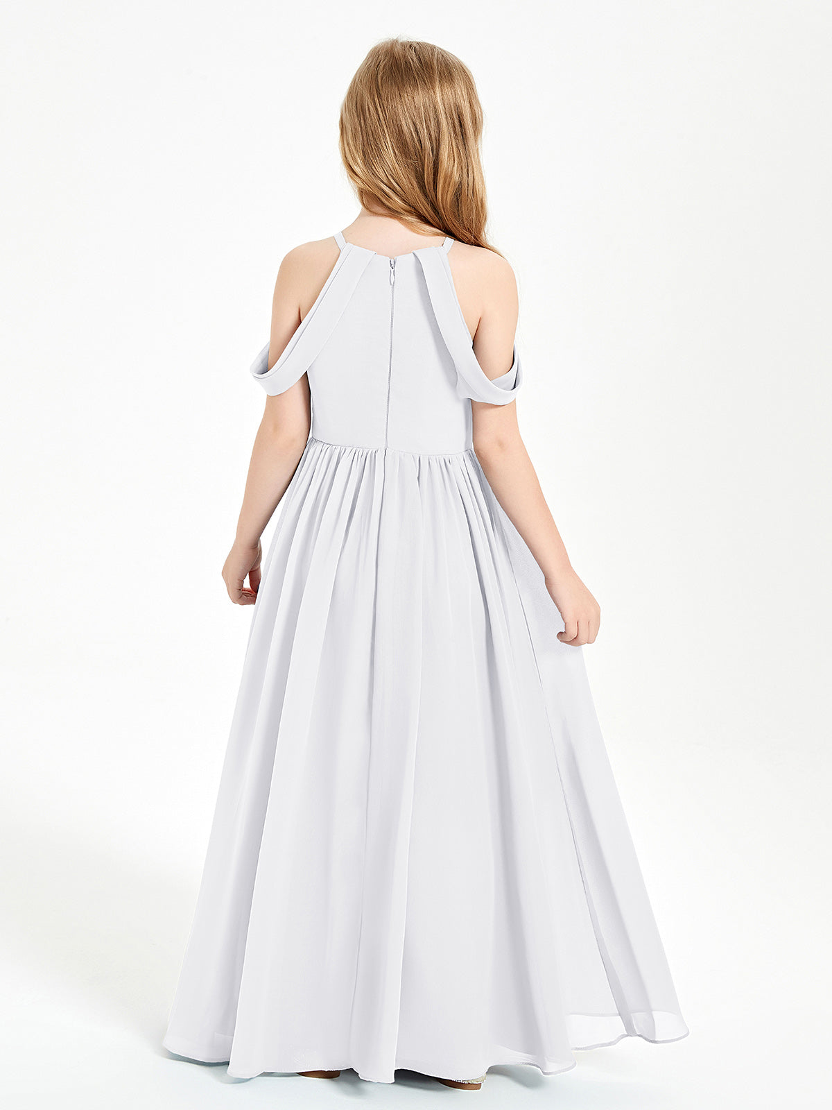 Dreamy Off the Shoulder Bridesmaid Gown for Junior White